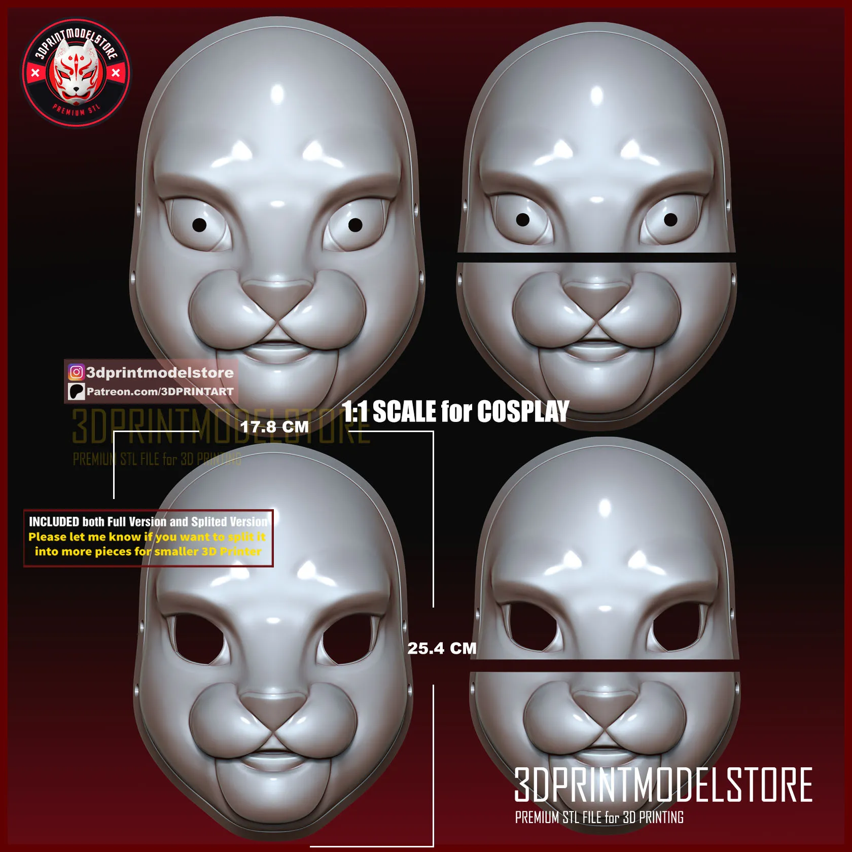 Cosplay STL Download - Free Guy Rabbit Mask - Cosplay Mask - Halloween ...