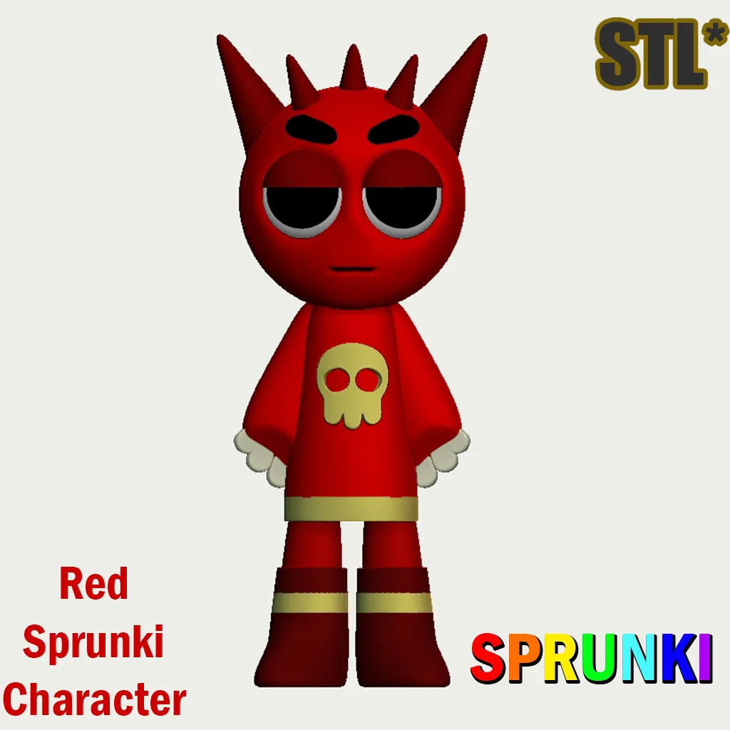 Red Raddy STL Sprunki Incredibox STL 3D Character Fanart