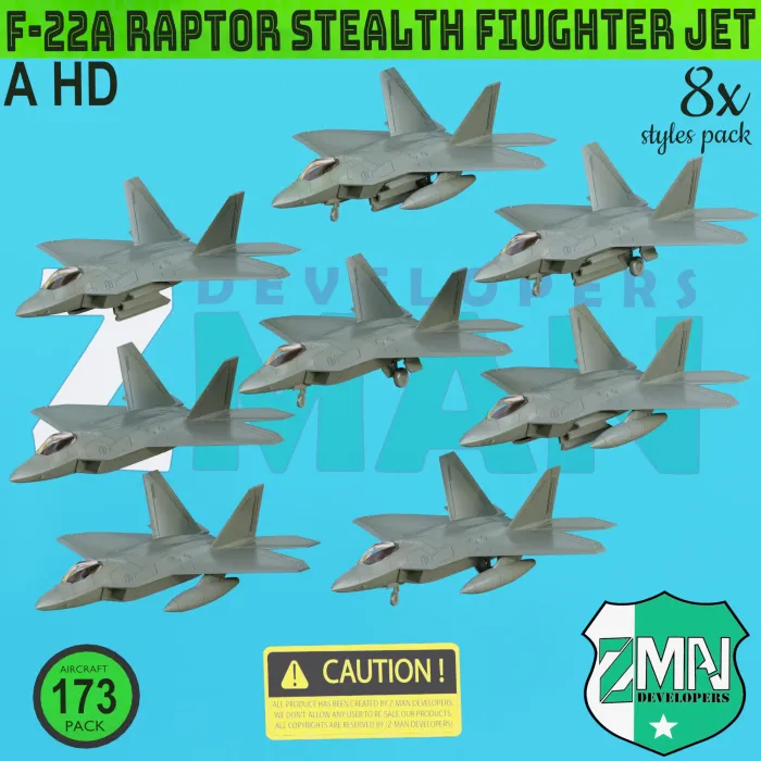Drones & Aircraft STL Download - F-22A RAPTOR SINGLE SEATER (8 STYLES ...
