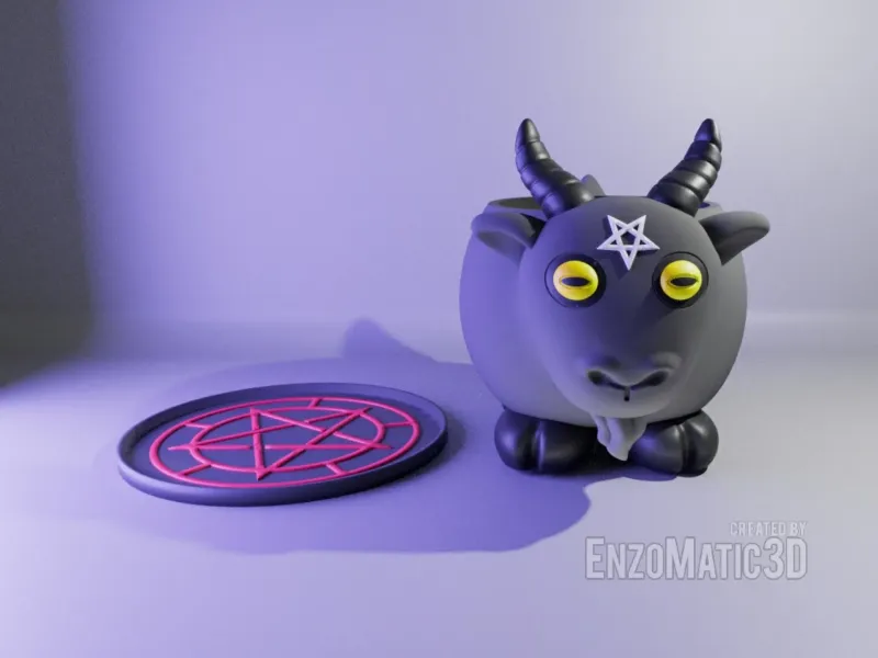 flower pot halloween dark goat planter pencil holder STL