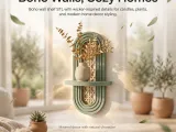 Boho Style Wall Shelf with Wicker Pattern - Modern Design-1