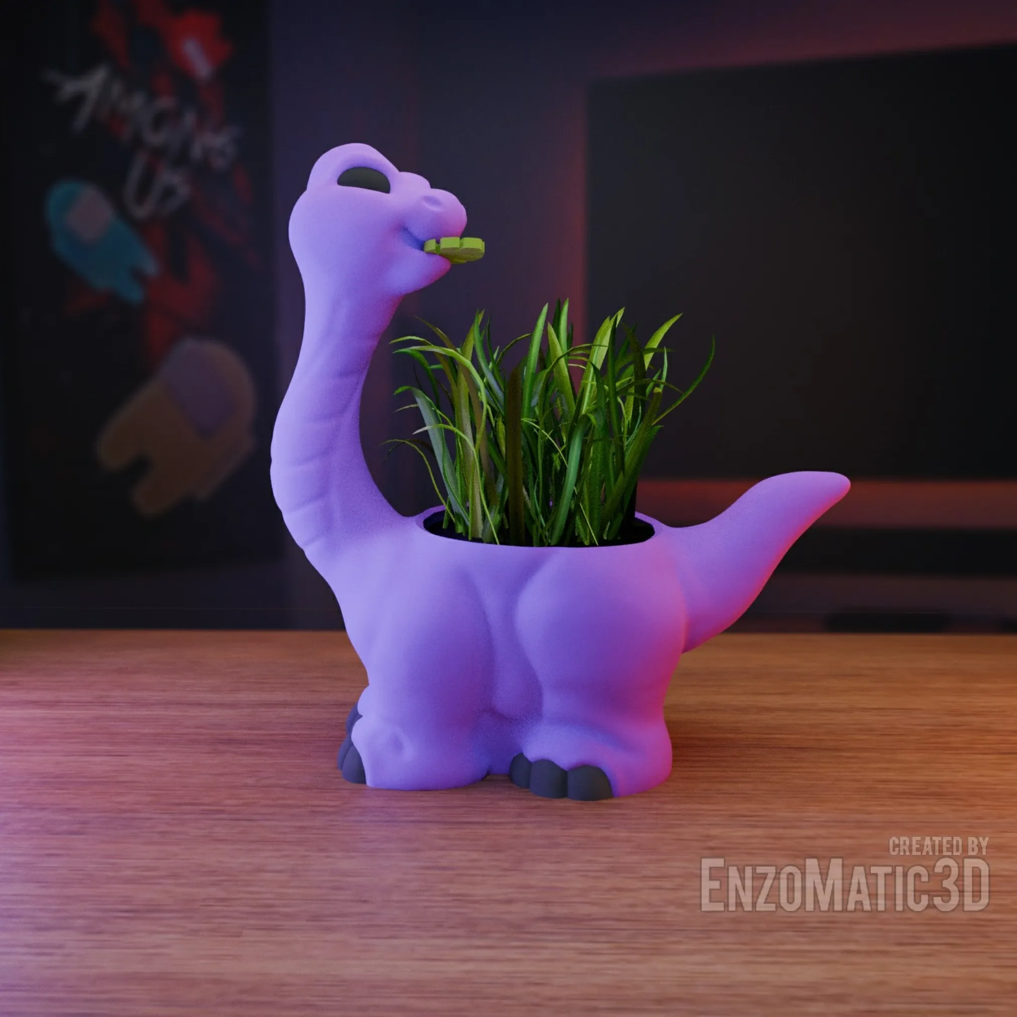 flower pot dinosaur planter pencil holder STL