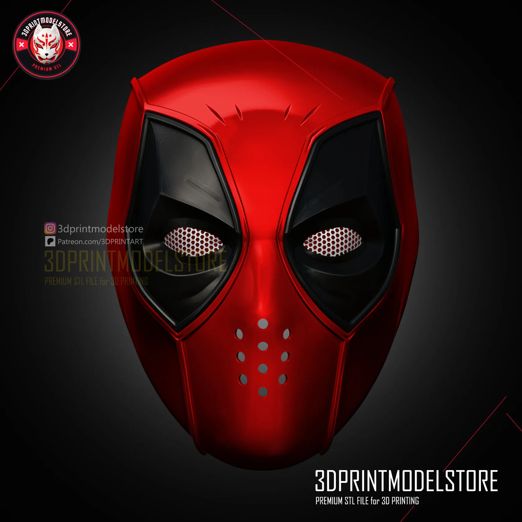 Deadpool Face Shell Mask - Marvel Comic Cosplay -Premium STL