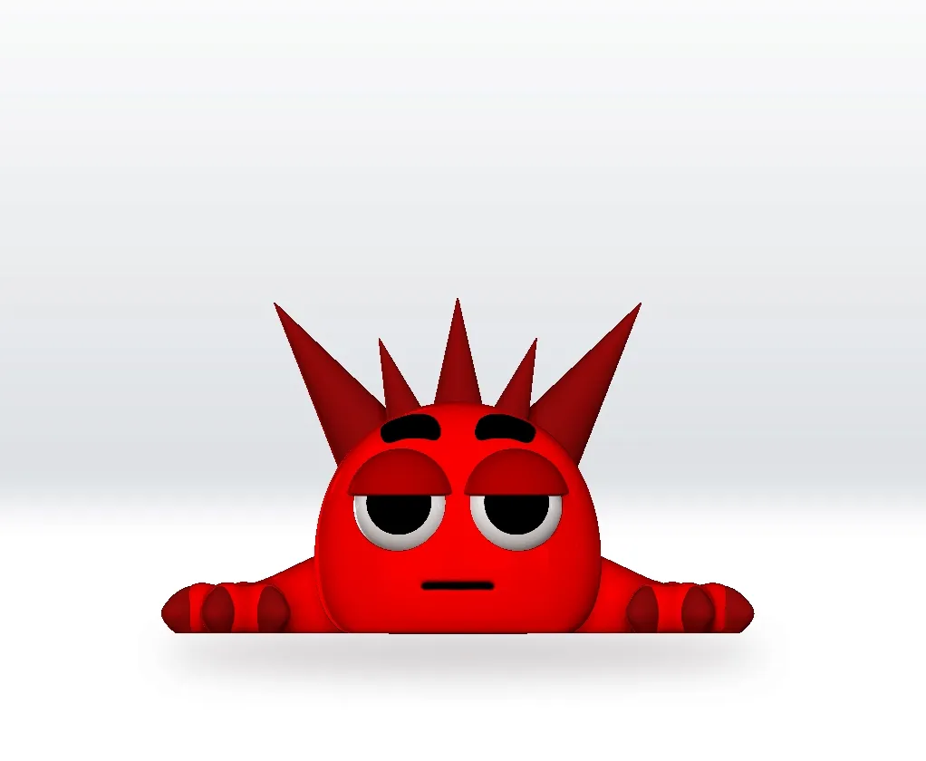 Red Sprunki Flexi Articulated STL 3D Model Character Fanart