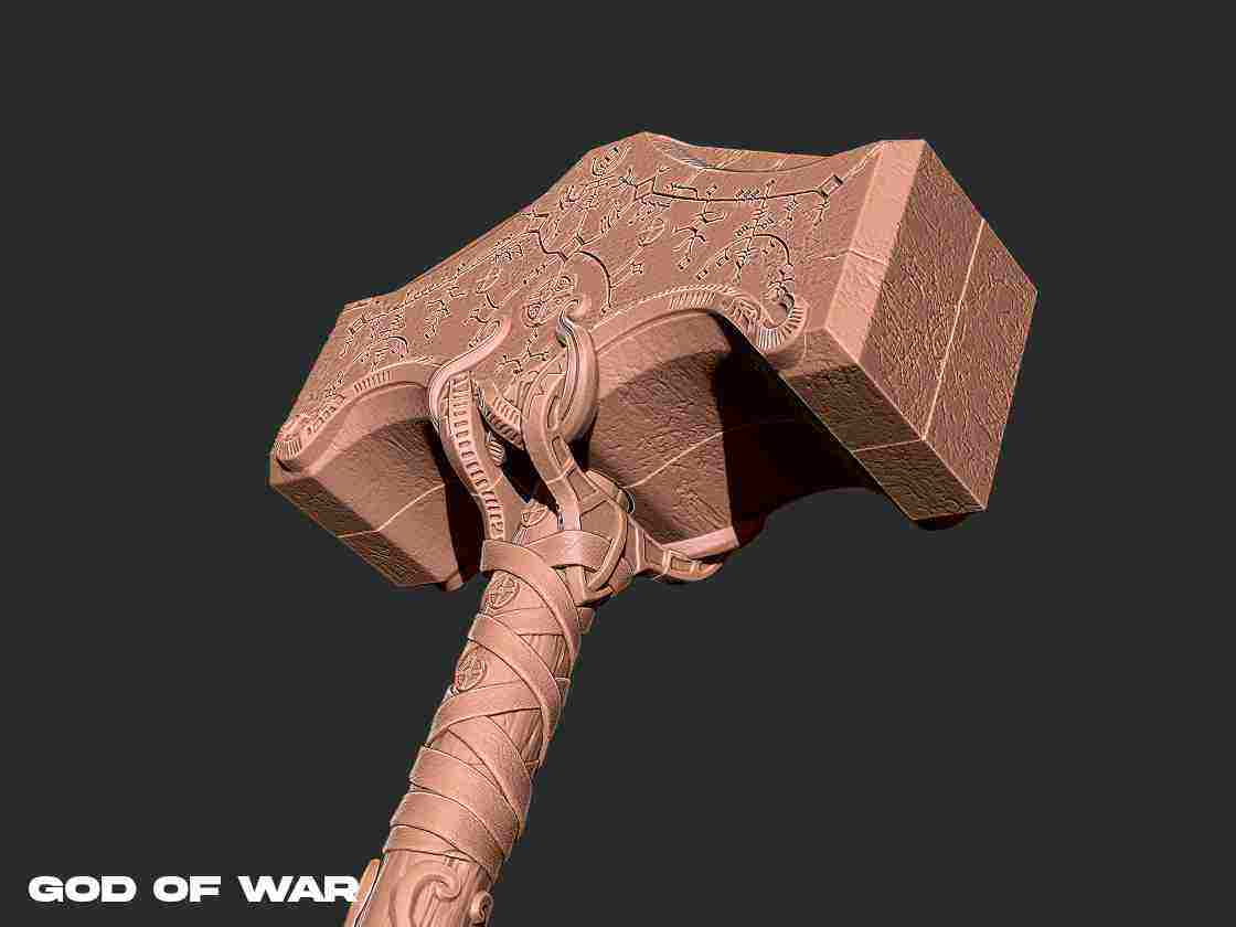 Mjolnir - Thor God of War Ragnarok 3D model 3D printable