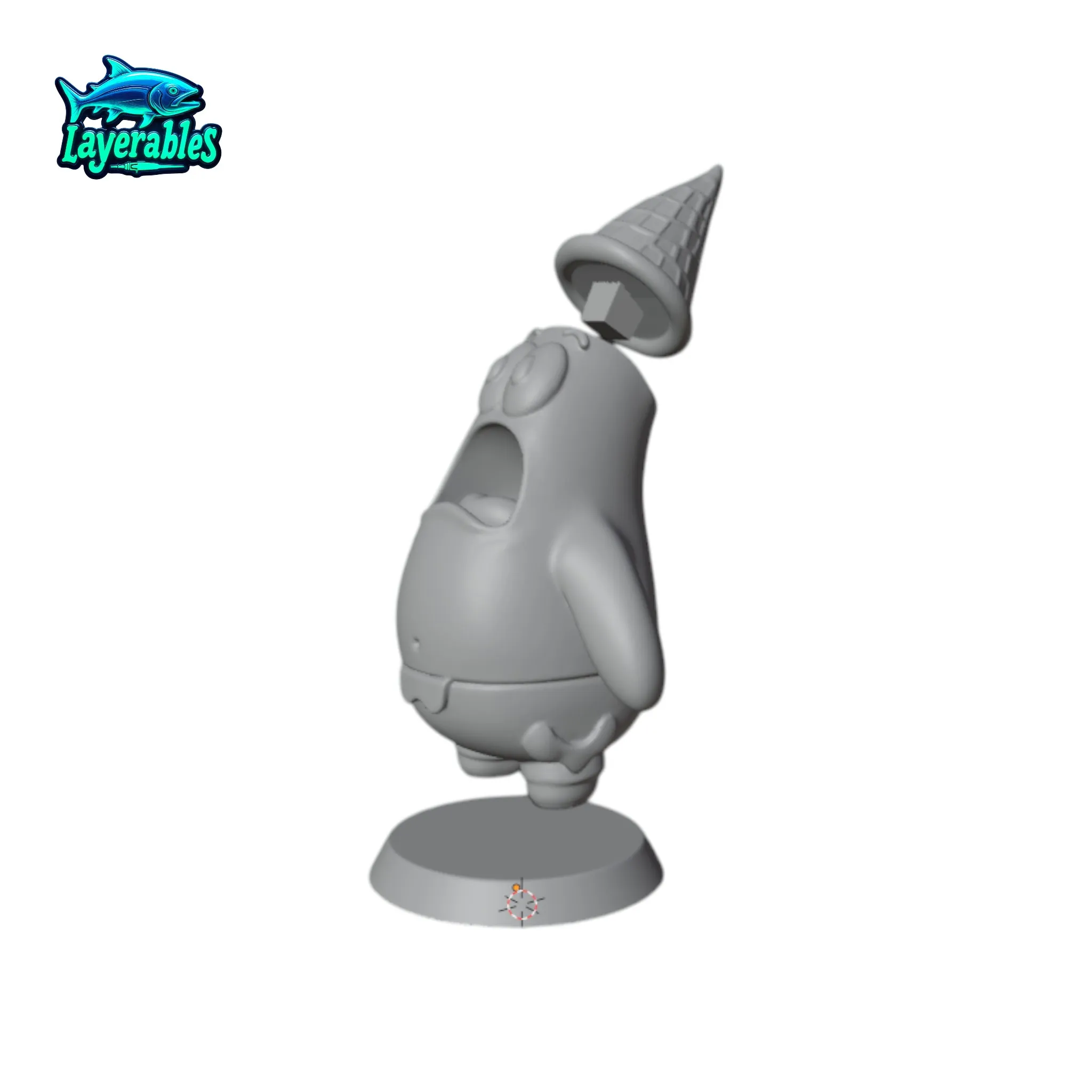 Chibi Patrick STL – Ice Cream Hat Funny Pose