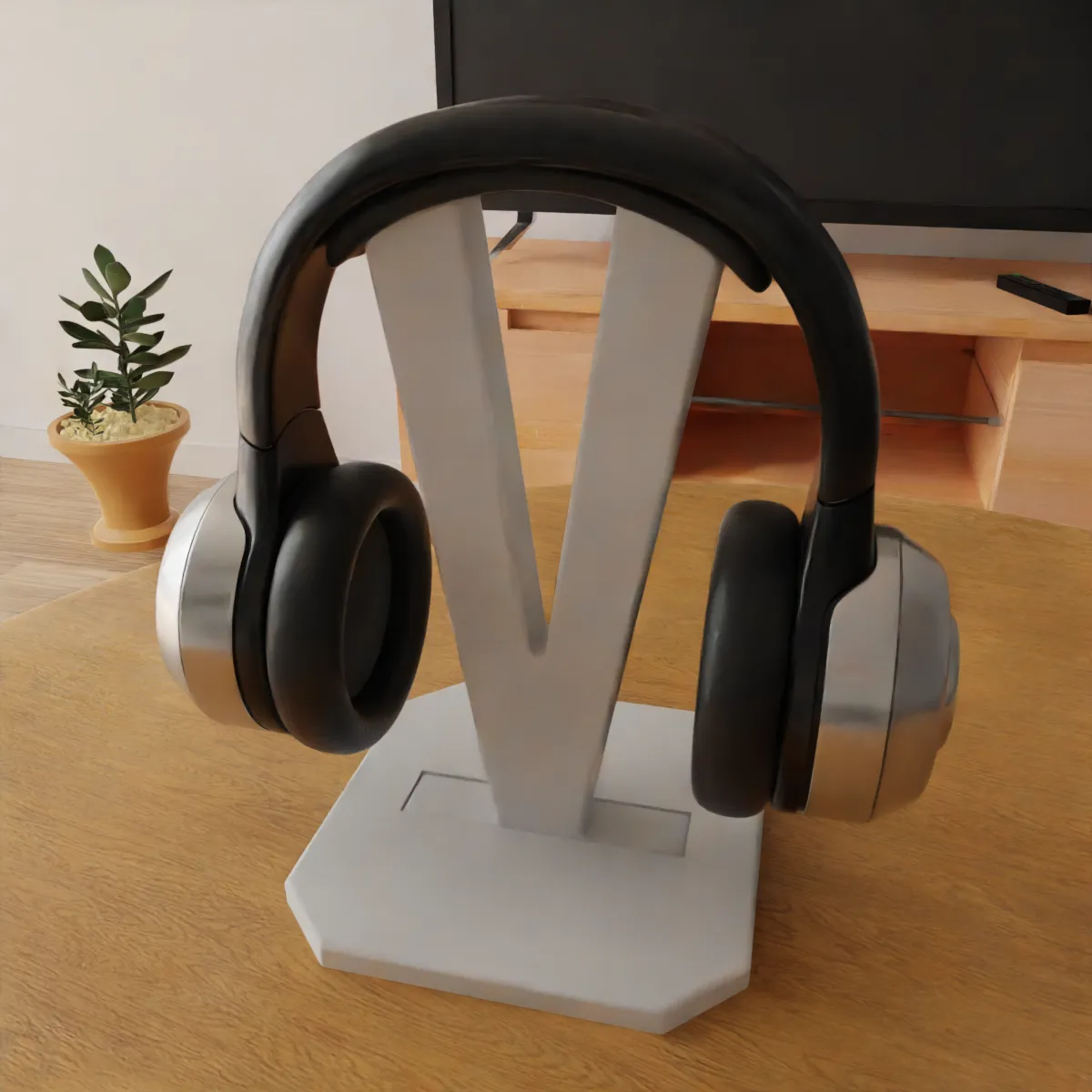 headphone holder stand letter V
