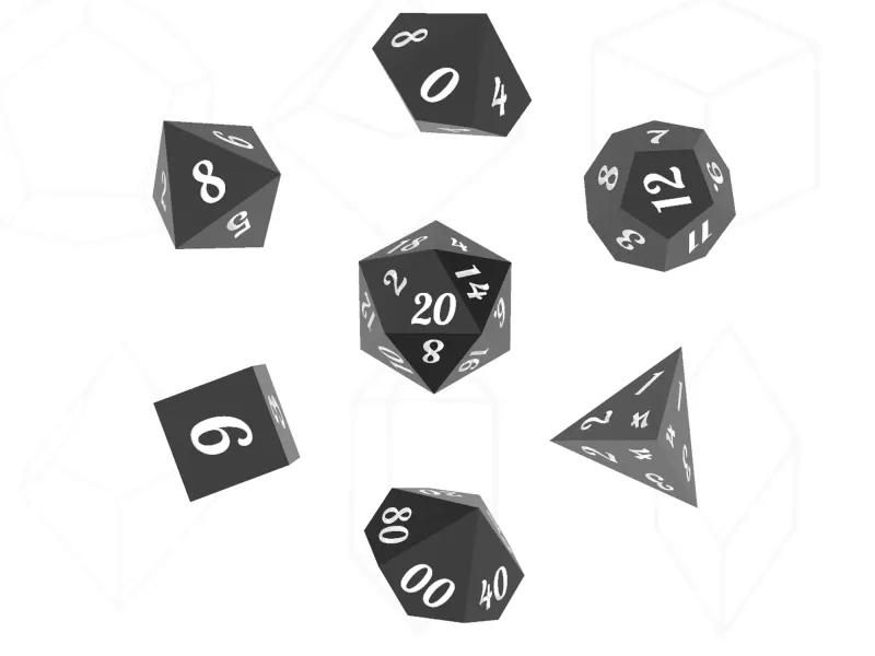 Dice Set – Ready to Print - 7 Piece Set – Lobster font