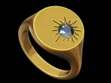 Sun rays Diamond Signet Ring-2