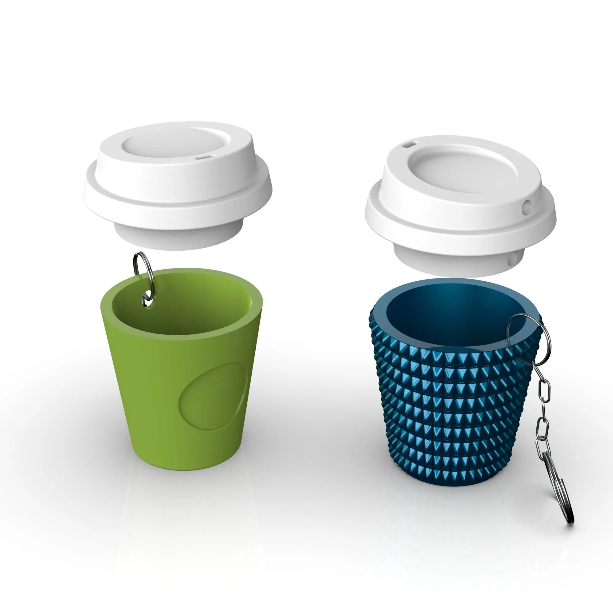 Coffee Cup Keychain, 3D Pill Boxes,2 Model Studded & Regular
