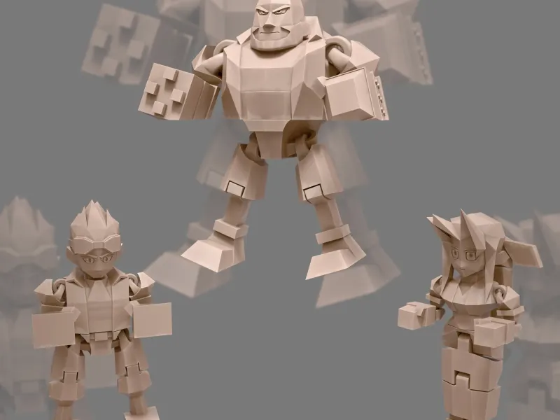 FFVII Flexi Toys: Aerith, Cid, and Barret