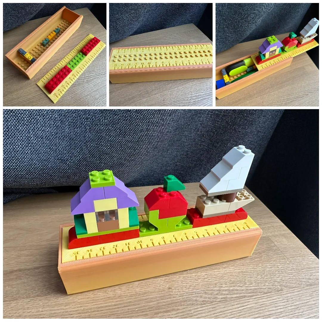 Lego pencil case with ruler lid