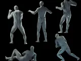 3d model with human musculature x 5 poses for study, anatomy-7
