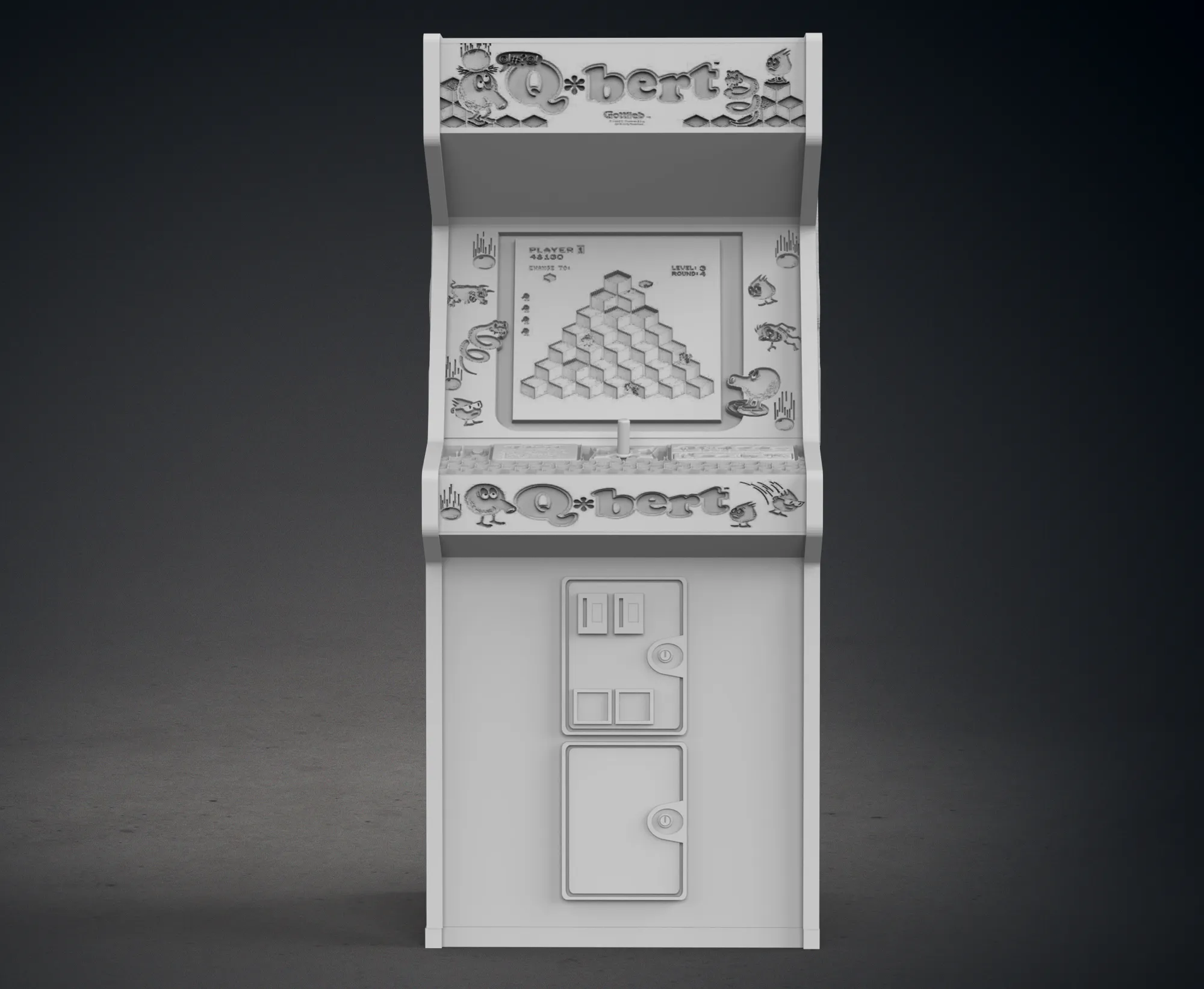 Q-bert Arcade Cabinet with Lithophane