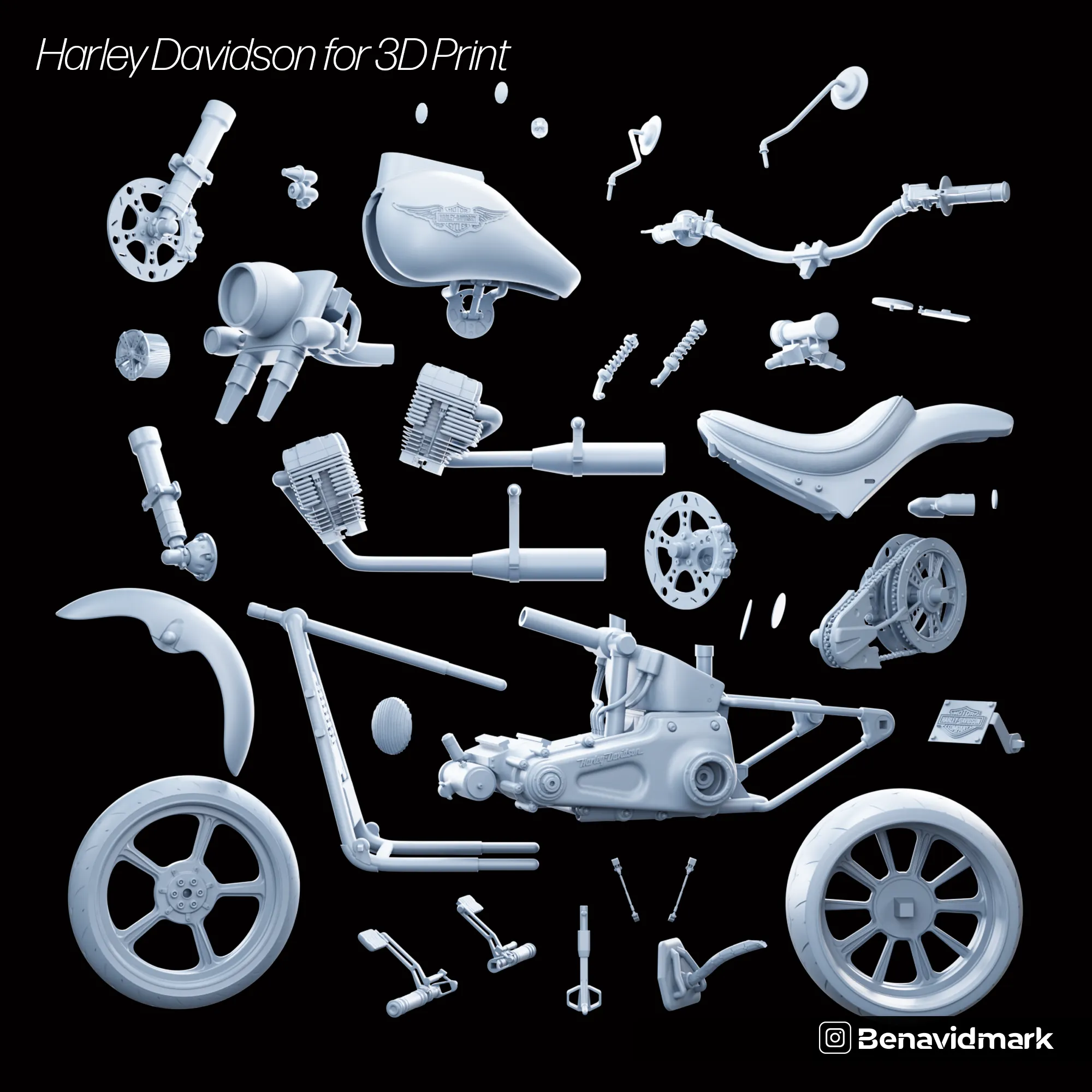 Motorcycle 3d print / Harley Davidson 3D Model for 3D Print
