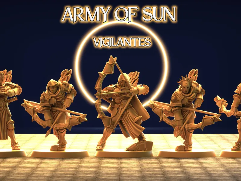 Vigilanten, Armee der Sonne, 5 Miniaturen & 5 Köpfe