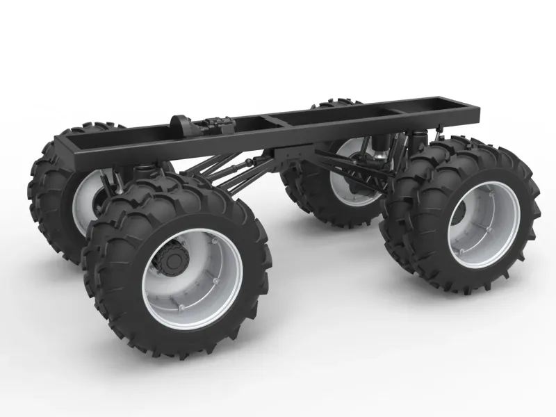 Chassis of Vintage Monster Truck with double wheels 1:25