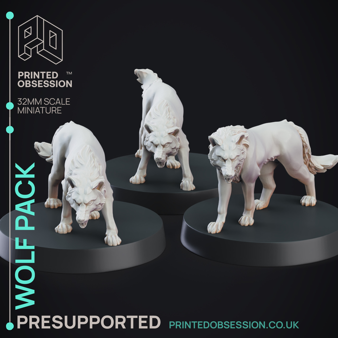 Wolf Pack - 3 models - PRESUPPORTED - 32mm scale