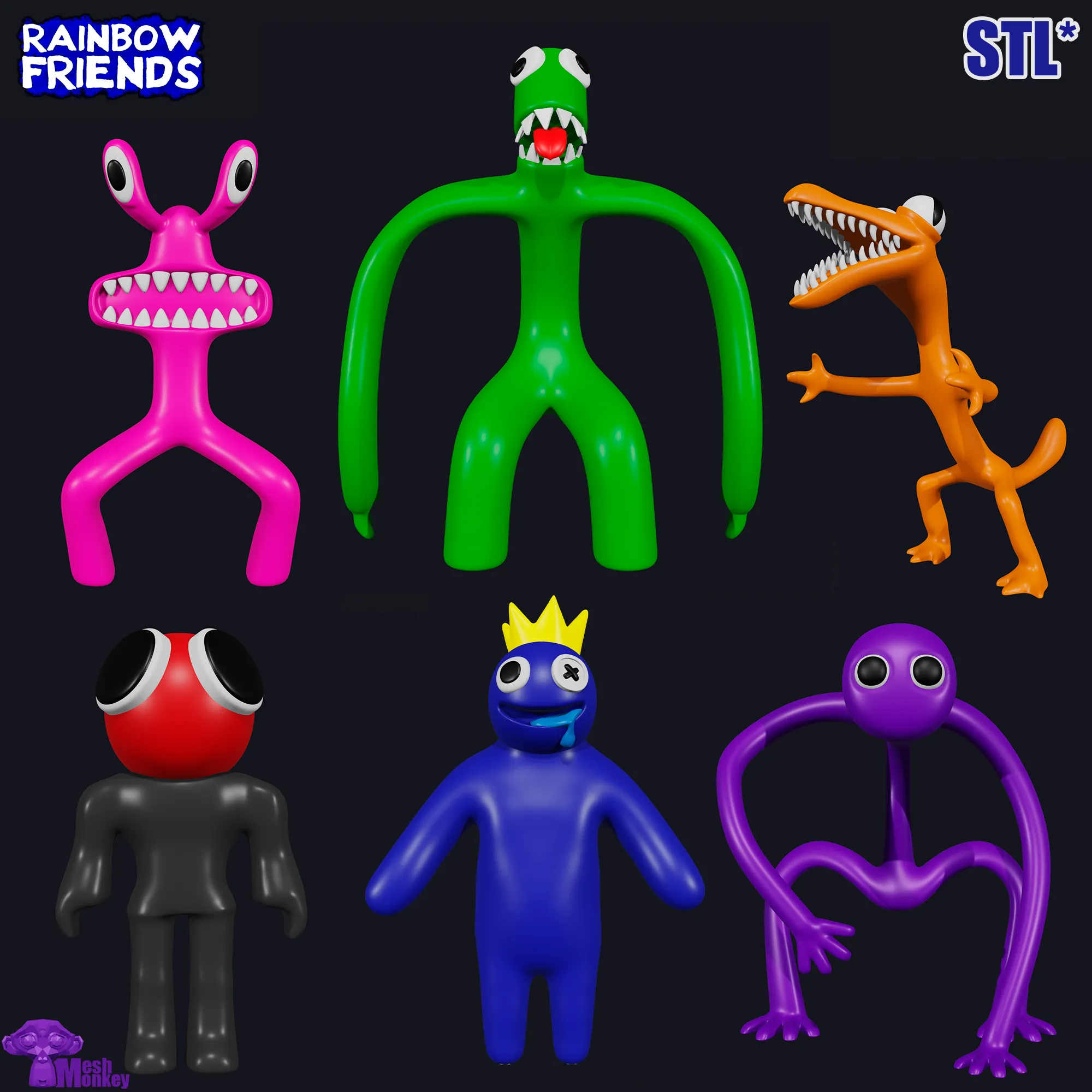 Sculpture BLUE RAINBOW FRIENDS - ROBLOX 3D Print Model in Monsters &  Creatures 3DExport