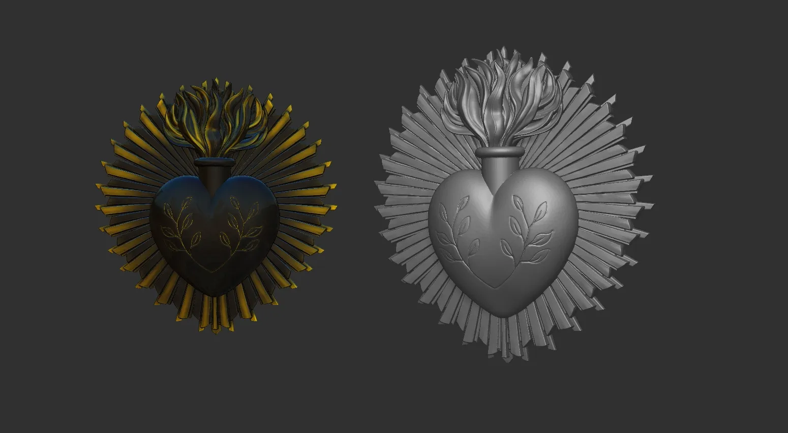 Sacred Heart Wall Ornament 3D Model
