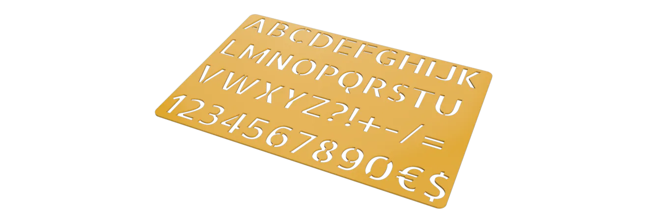 Schablone: Alphabet, Buchstaben und Ziffern