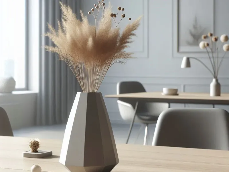 Minimalist Decagonal Design Vase – Modern Print Decoration