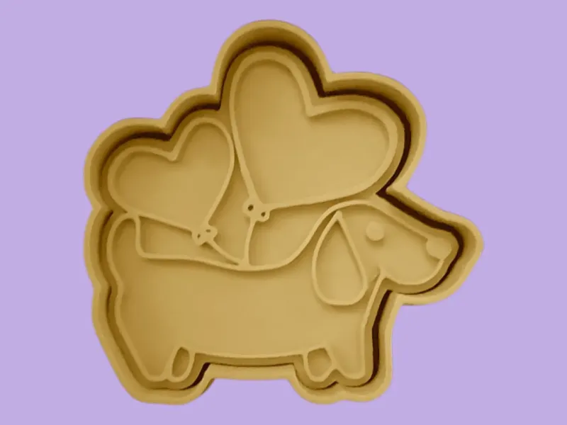 CORTANTE + ESTAMPA PERRO SALCHICHA CORAZON / DACHSHUND HEART