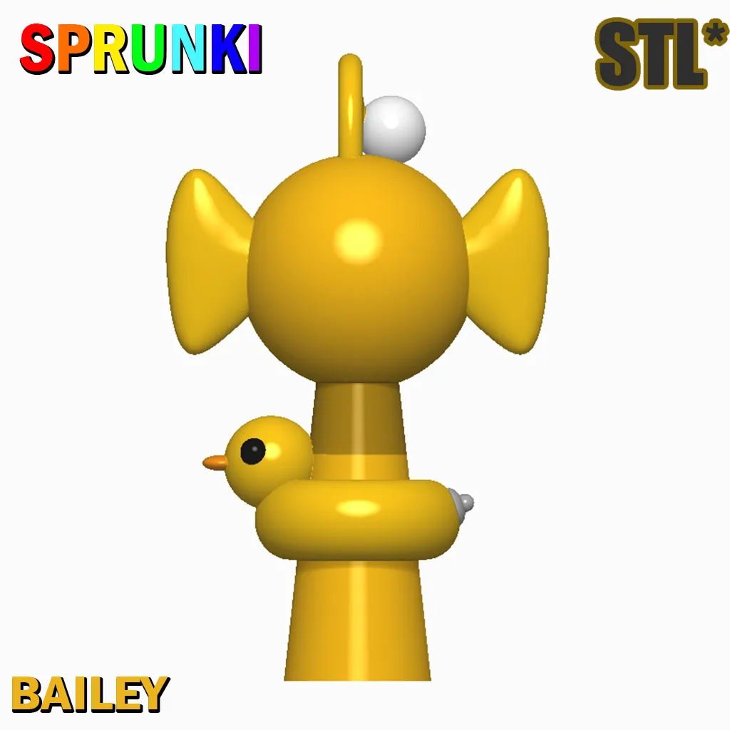 Sprunki Incredibox B Bailey STL 3D Model Character Fanart