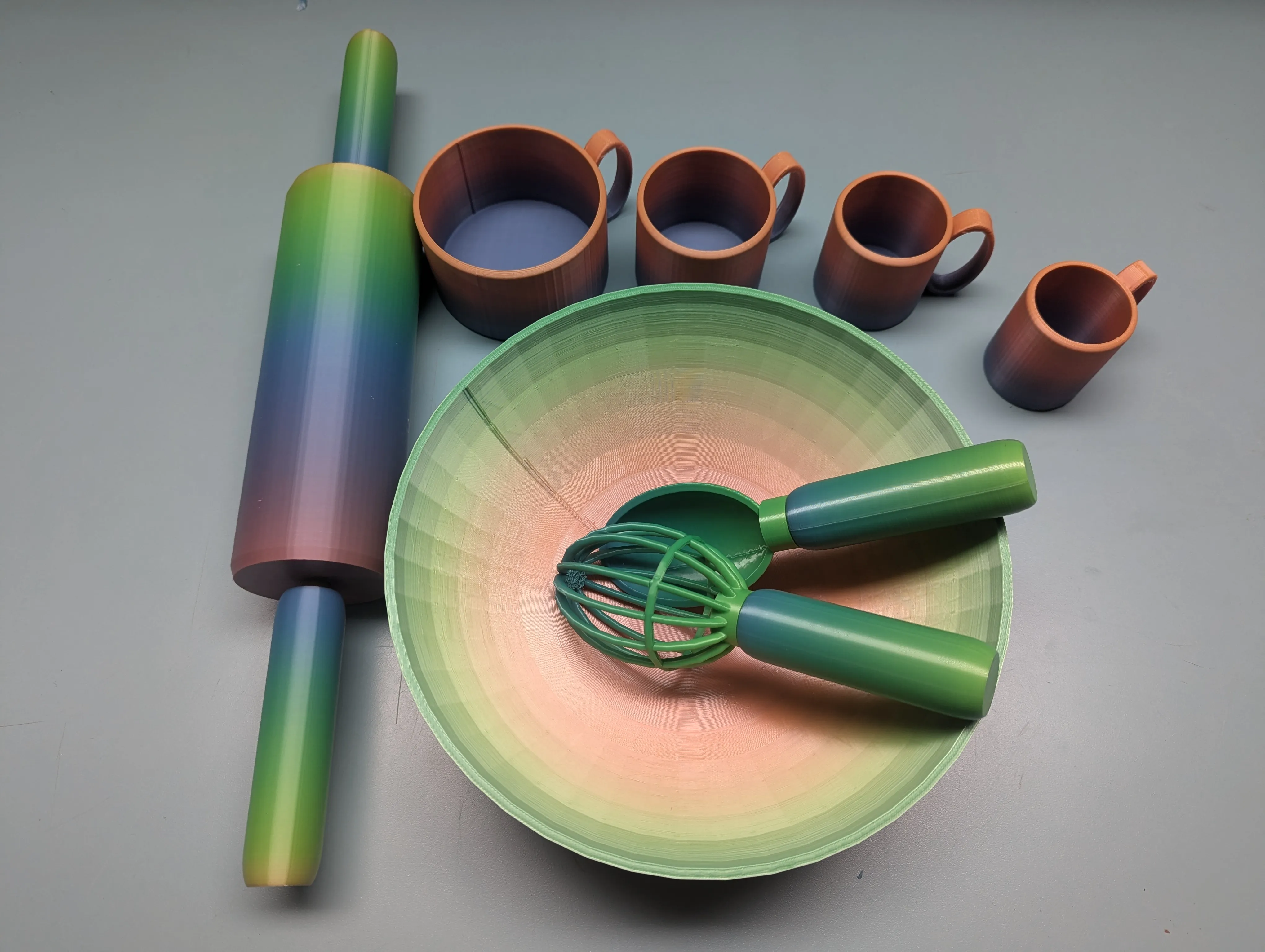 Baking Set - Rolling Pin, Bowl, Spoon, Whisk, Measuring Cups