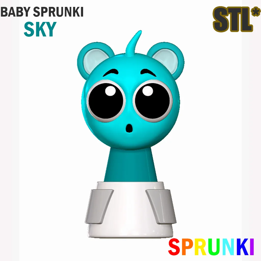 STL Sprunki Incredibox Baby Sky STL 3D Character Fanart