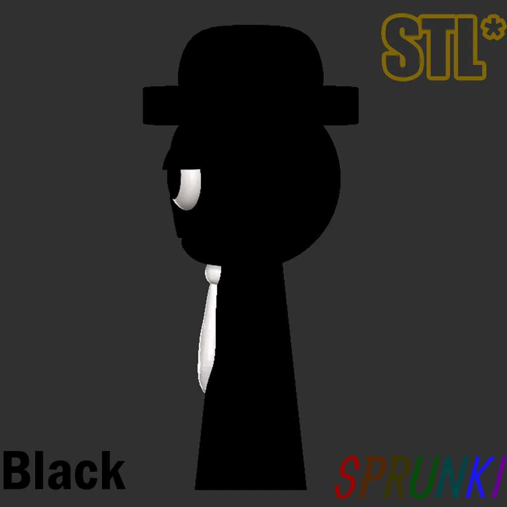 Sprunki Incredibox Black Normal STL 3D Character Fanart