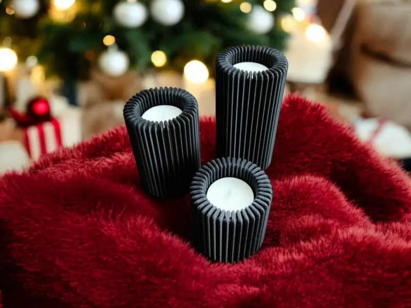 Ribbed Tea Light Holder Set – Candle Holders as Decoration