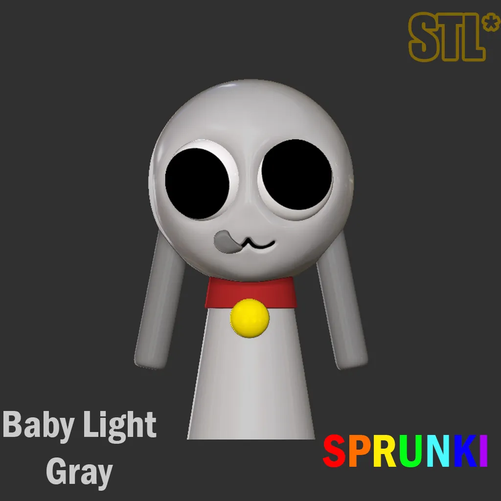 Sprunki Incredibox Baby Light gray STL 3D Character Fanart