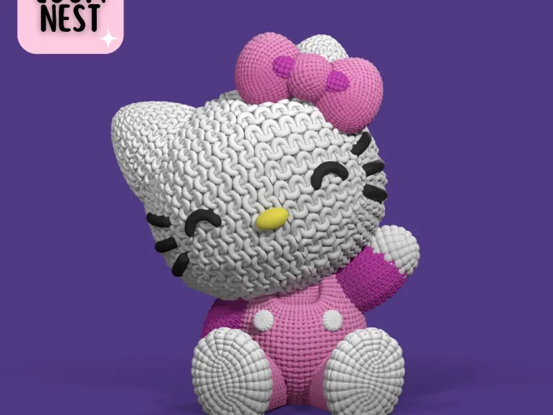 HELLO KITTY KNITTED - CROCHET - 3MF MULTICOLOR - NO SUPPORTS