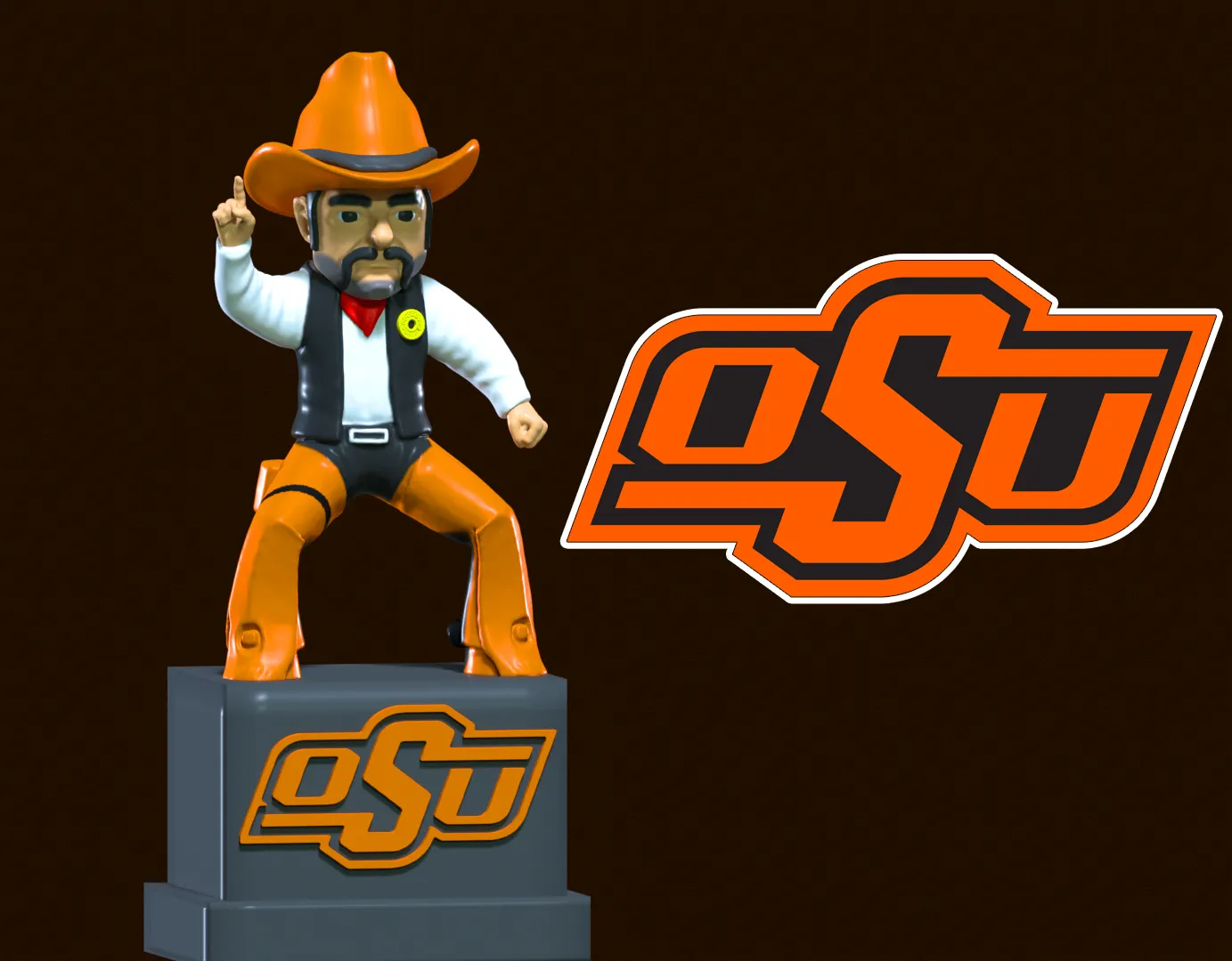 NCAA - Pistol Pete - Oklahoma State University mascot - 3d p