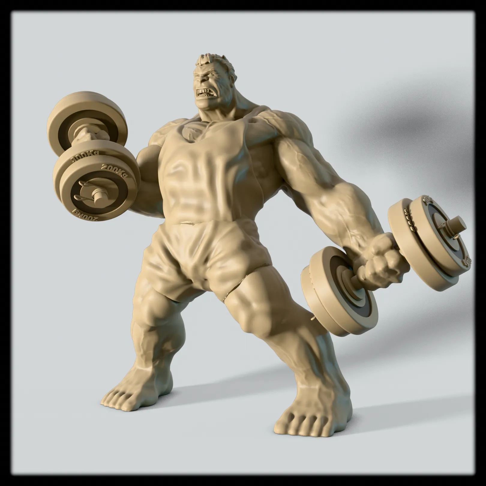 Hulk Gym Workout 3D Model - Weightlifting Superhero Figurine