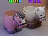 Horse - flower pot planter, pencil holder - 3mf stl-0