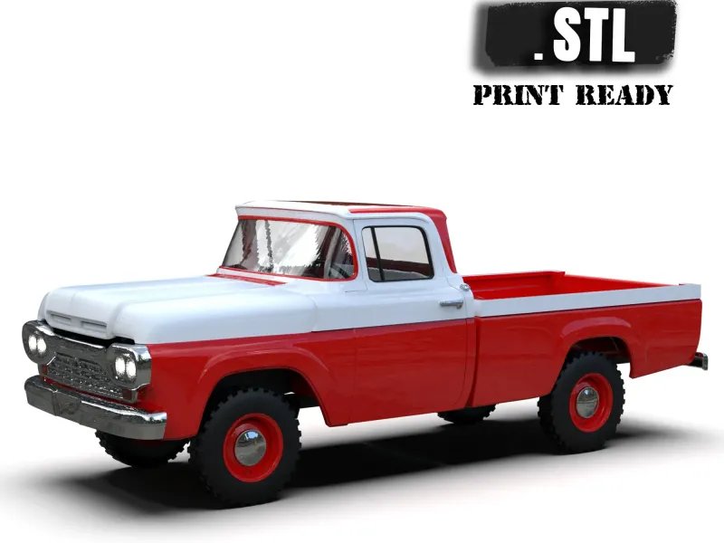 Old Pickup F100 3D print model, STL File 3d Printing toy Car