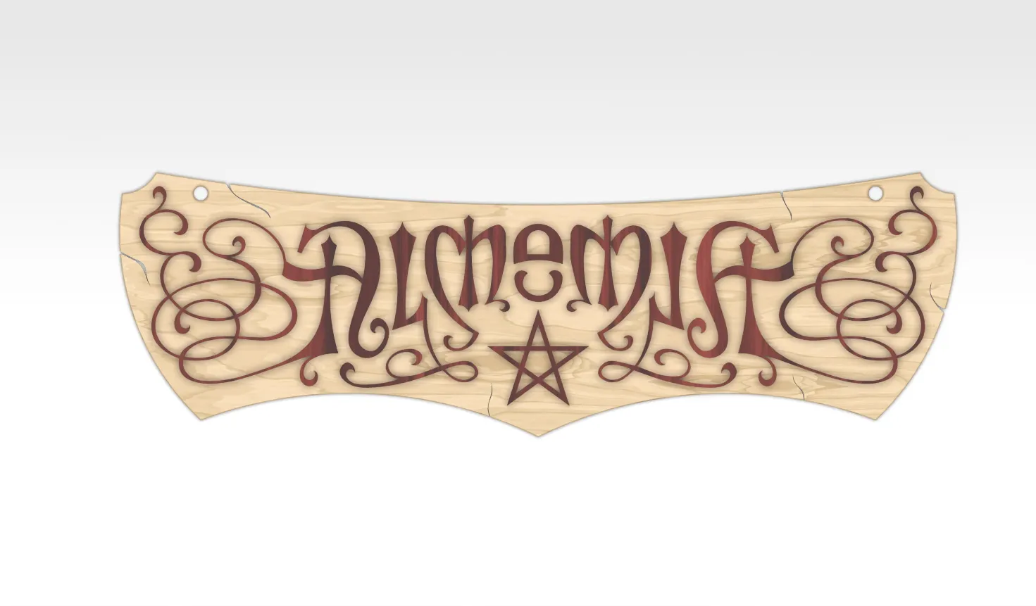 Cartel de madera de un alquimista