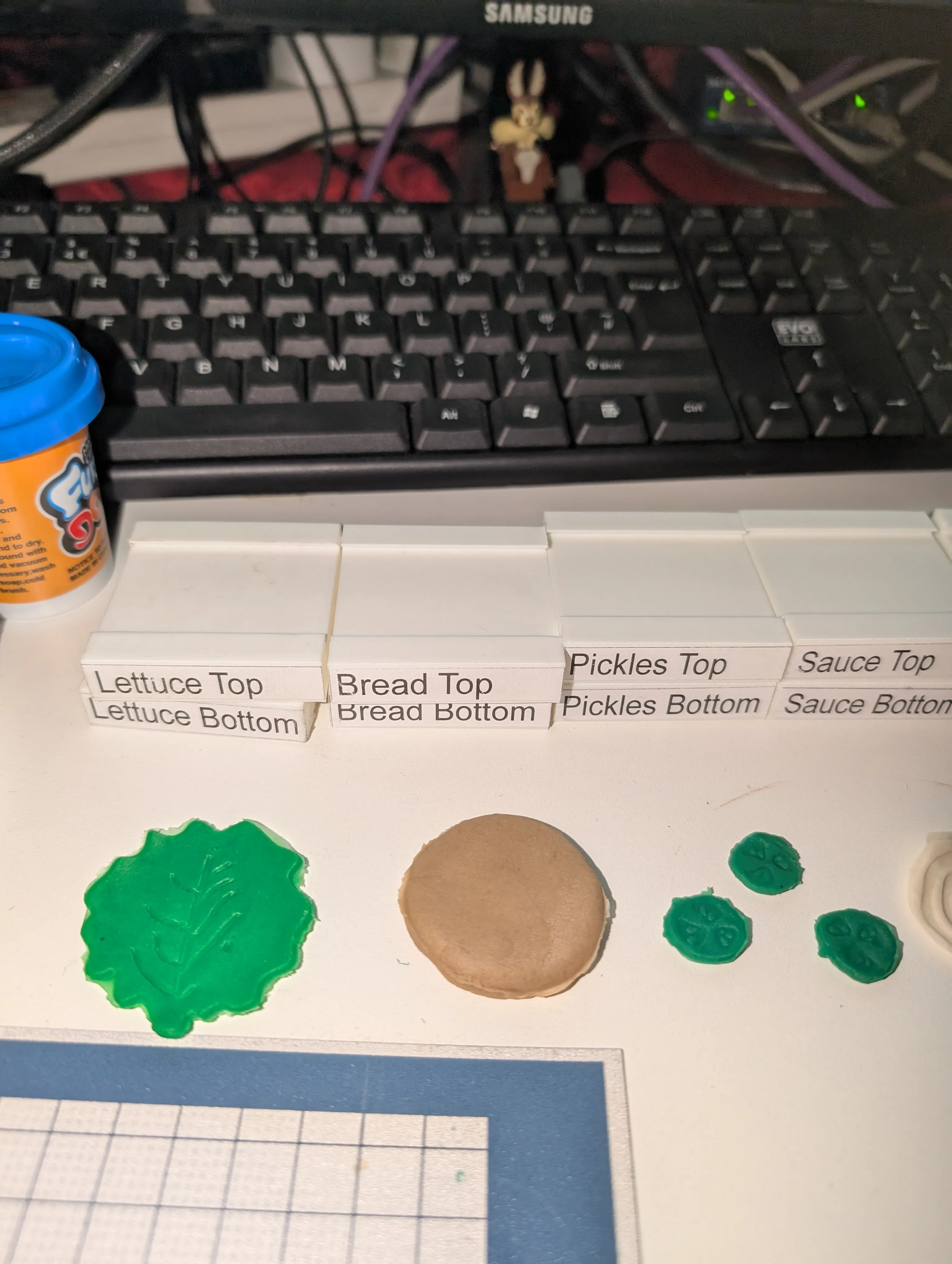 Play-doh burger maker sensory play for kids