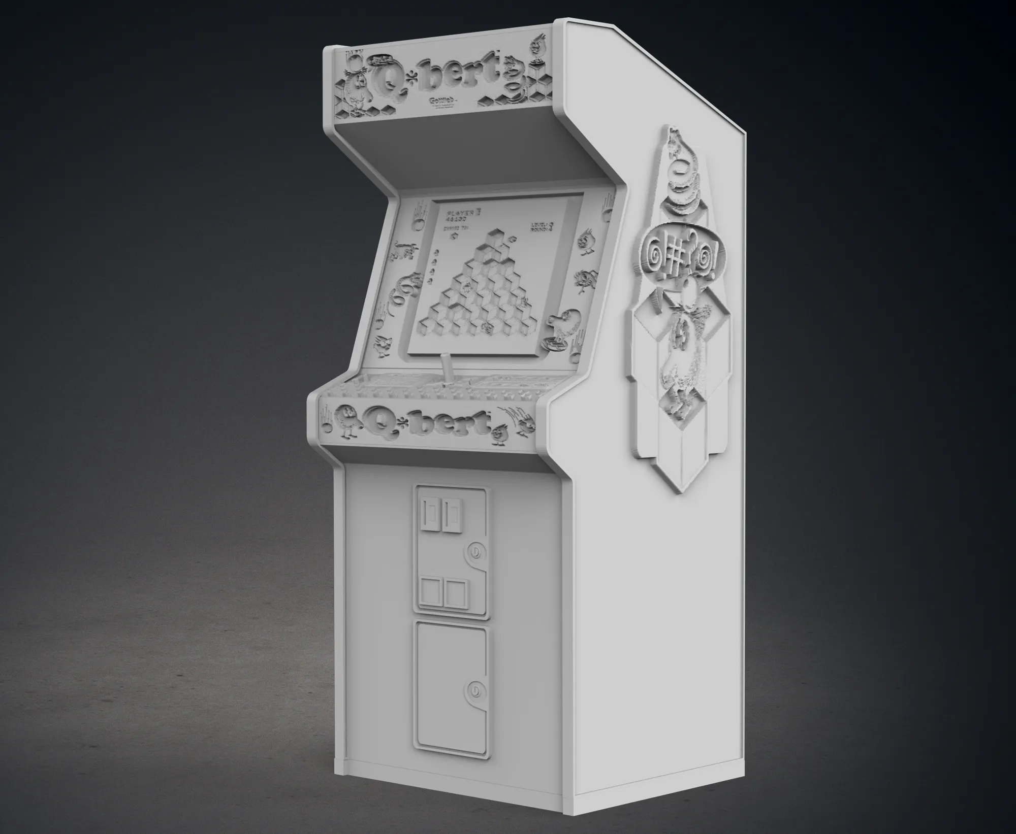 Q-bert Arcade Cabinet with Lithophane