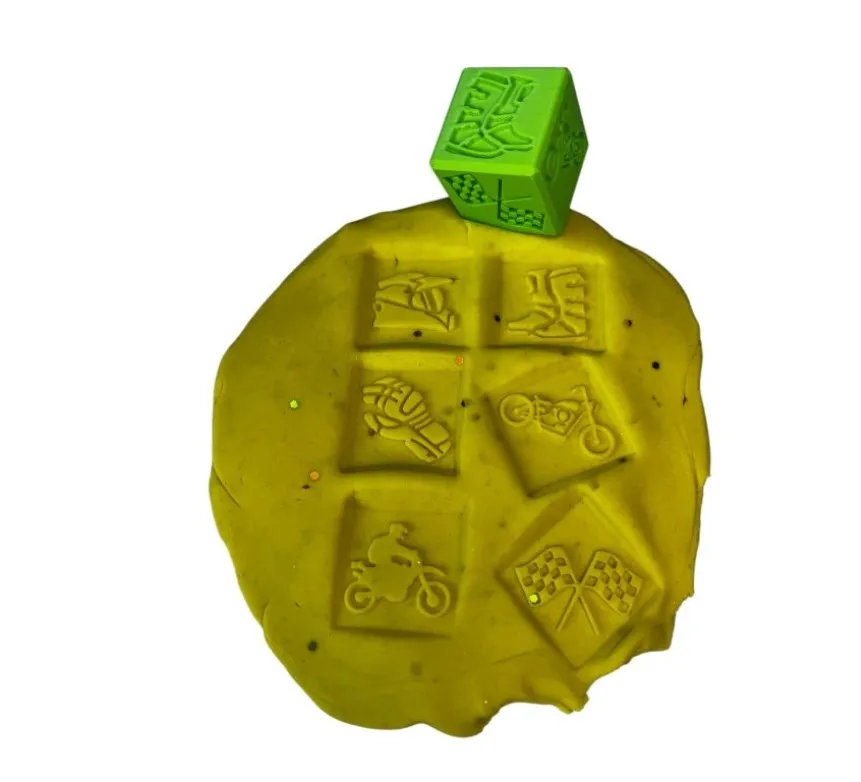 MOTORCYCLE THEME CUBE FOR PLAYDOUGH AND EDUCATIONAL PLAY