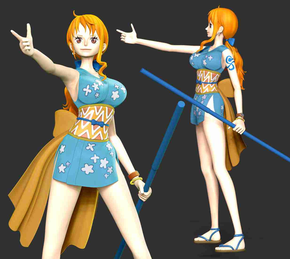 Nami Sitting 3D Printing Figurine One Piece STL Files