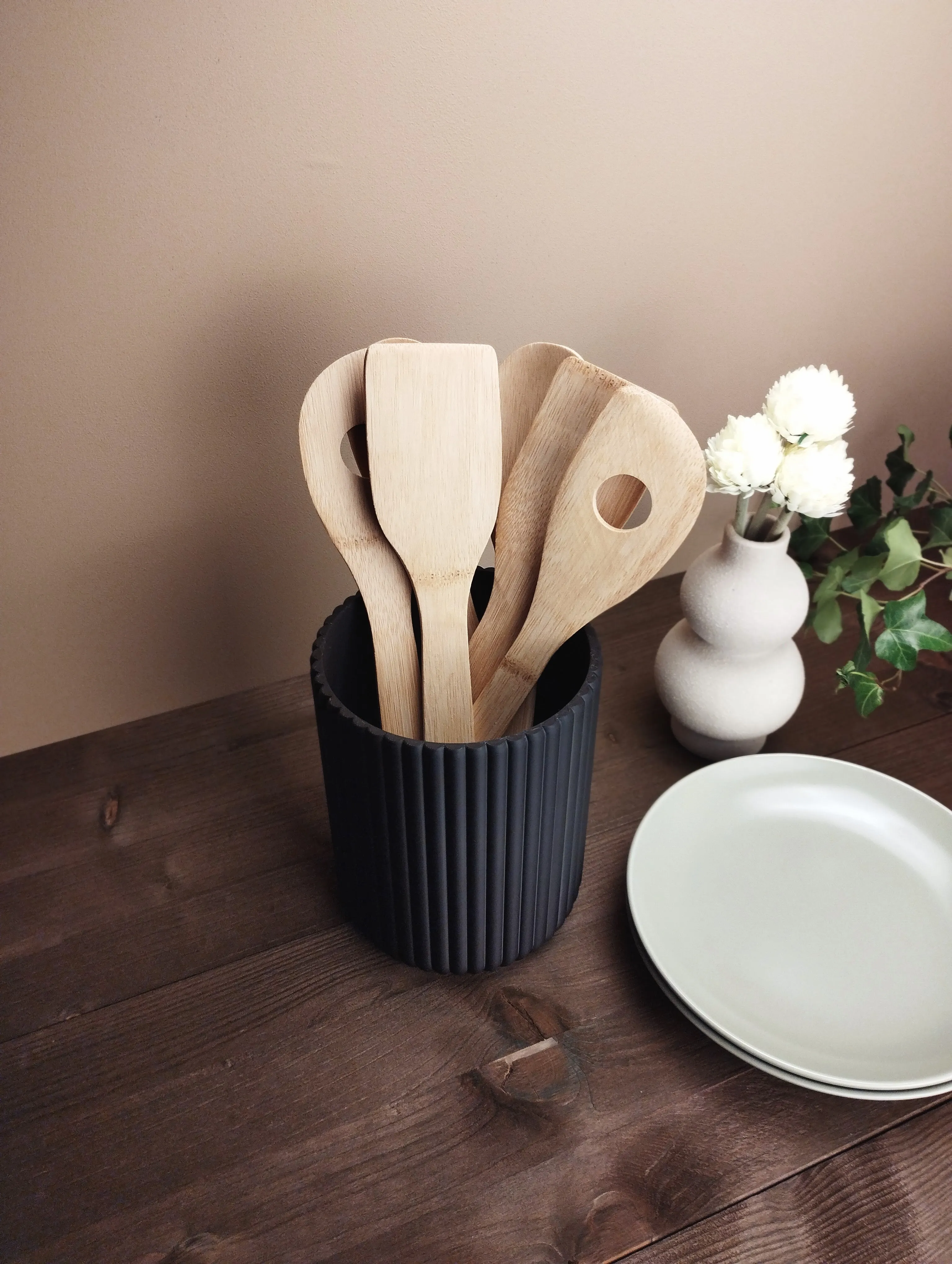 Ribbed Kitchen Utensil Holder, Utensil Basket