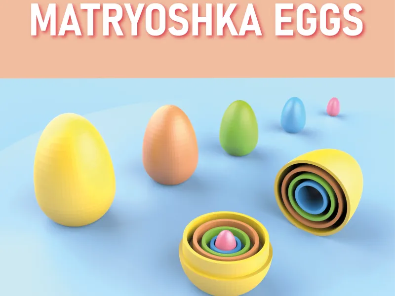 Easter Matryoshka Eggs, 5 Eggs - 10 pcs. Set,Easter Egg Gift