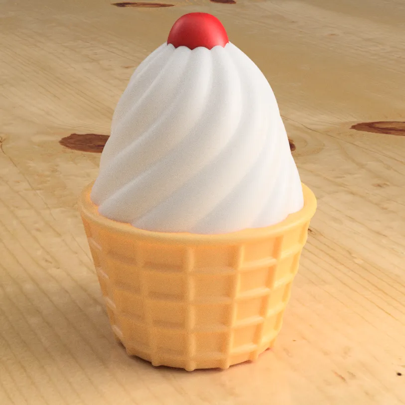 Ice cream in a wafer cup to print