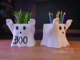 flower pot ghost Boo horror halloween pencil holder STL-0