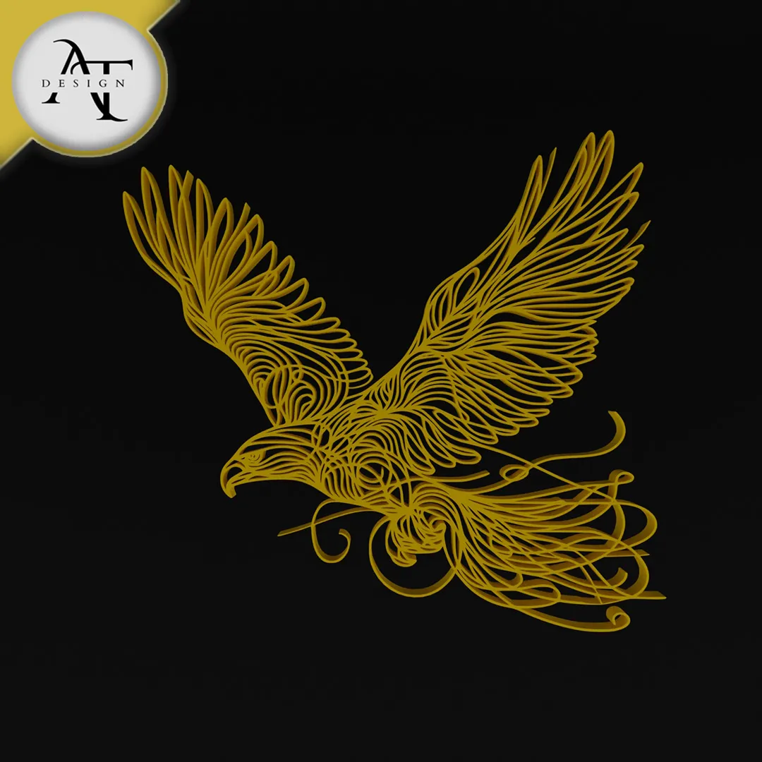 Other STL Descarga - Eagle - Line Art - 2D Wall Art Decor - AT Design