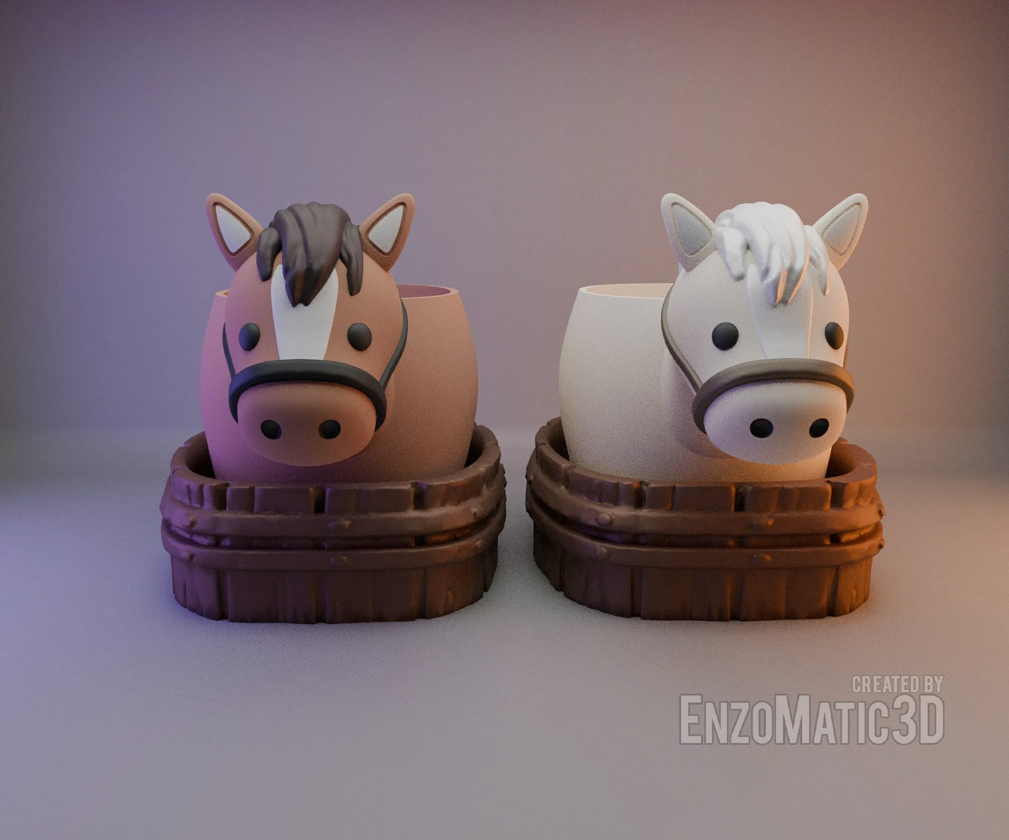 Horse - flower pot planter, pencil holder - 3mf stl