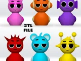 Sprunki Duck, Oren orange, Pinki, Purple, Red Raddy, Sky-0